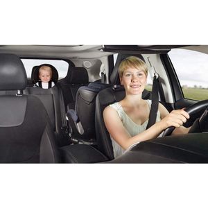 Baby-achteruitkijkspiegel Safetyview voor meer veiligheid in de auto onbreekbaar ideaal voor draagzakken en reboarder kinderzitjes 28 x 28 x 13 cm Zilver/Zwart