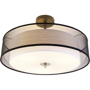 QAZQA drum-neutron - Moderne Plafondlamp - 3 lichts - Ø 500 mm - Zwart - Woonkamer | Slaapkamer | Keuken