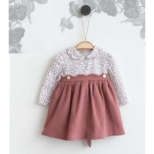 baby jurk - Meisjes kleding - oud rose/mix van kleur - Maat 74 - bloemen