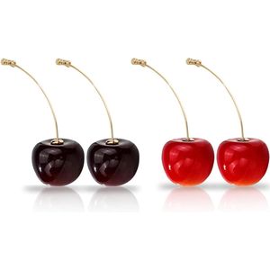 Kersenoorbellen - Schattige 3D Kersendruppels voor Vrouwen en Meisjes (18 mm), Set van 2