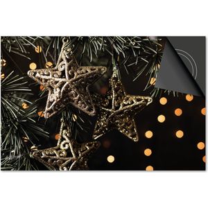 Inductie beschermer 60x52 - afdekplaat inductie mat - Dietrix Kookplaat beschermer - Exclusief - Feestdagen - Gouden sterren in kerstboom