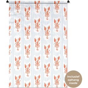 Wandkleed 90x135 cm - Wanddoek Zee - Kreeft - Oranje - Blauw - Wandtapijt - Wandkleden