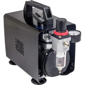 Professionele airbrush mini-compressor 4 bar compact - AS-18A met manometer drukregelaar