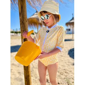 Ducksday - Badpak voor meisje - UV-werend - UPF50+ - met korte mouwen - Surf - Lemonade - Geel - Maat 4 jaar - 98/104