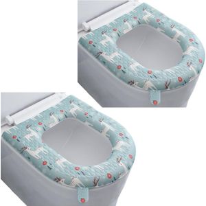 Wc-stoelhoes langwerpige wc-stoelhoes gewatteerd toiletzitkussen - 2 stuks - O-vormig wasbaar of draagbaar toiletdeksel tankhoes