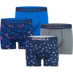 4-Pack - O'Neill - Heren Boxershorts - Maat S - Letters - Surf - Marine - Blue - Grey