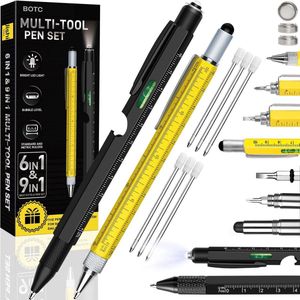 BOTC multifunctionele balpen - 9in1 - Technische gadgets - Gadget Pen - Liniaal - LED lamp - Opener