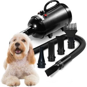 BestBuddies® Professionele Hondenföhn – 3200W Krachtige Waterblazer – Inclusief 4 Opzetstukken – Fluisterstil <50 dB – Met Geluiddemper – Robuuste Behuizing – Zwart