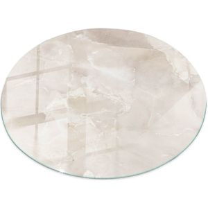 Tulup Tafelblad Glas - Marmer Textuurpatroon Glasplaat Tafel - 50 cm - Romig Veiligheidsglas - Rond Tafelblad Glas - Glazen Tafelblad voor Tuin of Terrastafels - Glazen Tafelblad