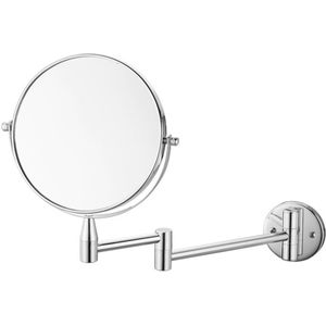 Make up Spiegel - Make-upspiegel voor wandmontage - Rond - Make up Spiegel 5x vergroting - Vergroting 1x/5x - 8inch - Verchroomd