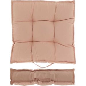Unique Living Vloerkussen - 2x - oud roze - katoen - 43 x 43 x 7 cm - vierkant - Matraskussen/zitkussen