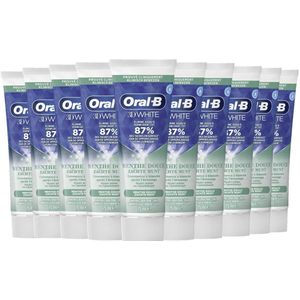 10 x Oral-B - 3D White Soft Mint - Tandpasta - Whitening - Zachte Munt - 75 ml - Tandpasta Whitening - Glazuur Bescherming - Zachte Munt Smaak - Stralende Glimlach - Tanden Witter Maken