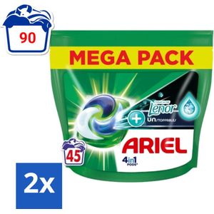 Ariel Original - Touch of Lenor Unstoppables - Wasmiddelcapsules - 4in1 Pods - Witte en Gekleurde Was - 45 Wasbeurten - Voordeelverpakking - 2 stuks