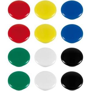 Magneet Westcott assorti kleurpak à 12st. Ø 20x8mm. assorti kleuren. cap: 4-6 A4 a 80gram