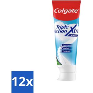 12 x Colgate Tandpasta Triple Action Xtra White 75 ml - Tandpasta - Whitening - Colgate - Tandenpoetsen - Frisse Adem