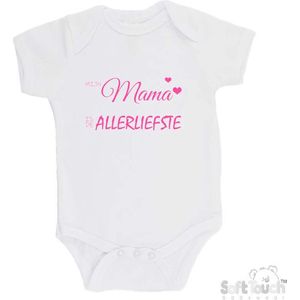 100% katoenen Romper ""Mijn mama is de allerliefste"" Moederdag Meisjes Katoen Wit/roze Maat 56/62