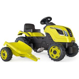 Smoby - Farmer XL - Trekker - Geel - Inclusief Aanhangwagen