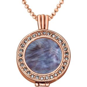 Quiges - Munthouder met Ketting en Munt 25mm Schelp Paars - Rose Goudkleurig met Zirkonia - EPRHZ1858
