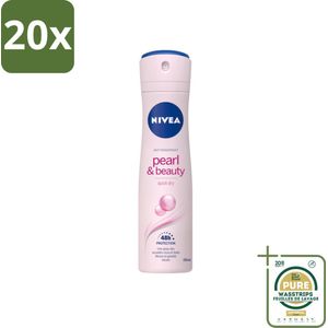 20 x NIVEA – Deodorant Spray – Pearl & Beauty – 150 ml - Grootverpakking - NIVEA Deodorant Spray - Anti-Transpirant Spray - Okselhuid Verzorging - Zachte Oksels - 48 Uur Bescherming
