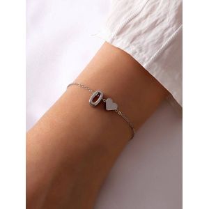 Initiaal Armband met Letter O Zilverkleurig - Naam Armband Cadeau - Geluks Armband op Kaartje - Pax Amare