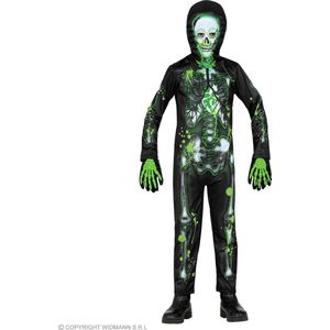 Widmann - Spook & Skelet Kostuum - Vergiftigd En Misselijk Skelet Kind Kostuum - Groen, Zwart - Maat 116 - Halloween - Verkleedkleding