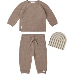 Noppies - Vest - Broekje - Pino - Grover - Taupe Melange - Unisex - Mushie - Bijtspeelgoed - Regenboog Sand - Maat 56