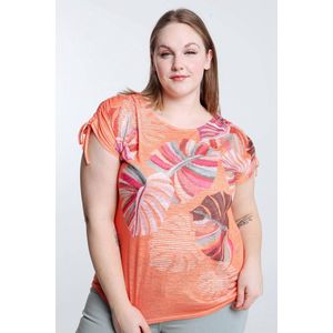 Paprika Gebloemd T-shirt met koorden op de schouders