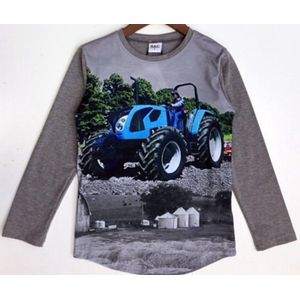 S&C Trekker / tractor shirt - lange mouw - New Holland - grijs AQ27 - maat 86/92