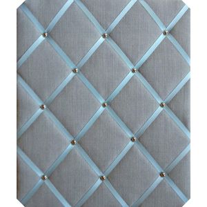 Blauw Linnen Chroom Detail Eend Ei - Grote 40x48cm Stof Memo Boards - Berichten Boards