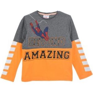 Marvel Spiderman Shirt - Lange Mouw - Oranje - Maat 98