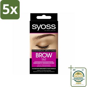 5 x SYOSS - Brow Tint Donkerbruin - Wenkbrauwverf - Langdurige Kleur - Tot 10 Toepassingen - Grootverpakking - Wenkbrauwverf - Permanente Wenkbrauwverf - Donkerbruine Wenkbrauwverf - Langdurige Kleur - Grijze Haren Verbergen
