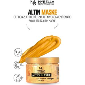 MY Bella Kozmetik - Peel-Off Gel Gezichtsmasker met 24k Goud Deeltjes en Collagenen, Verhelderende en Herstellende Effect, Verjonging en Hydratatie, Anti Aging / Anti-Acne, Tegen Mee-Eters, Grove Poriën, Voor Alle Huidtypes - 150 ml