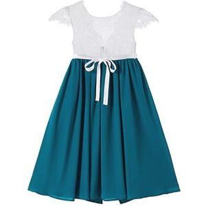 Beganly Feestjurk voor meisjes, kant, V-hals, rug, mouwloos, wollig, tule, prinsessenjurk, feestjurk, bloemenmeisjesjurk