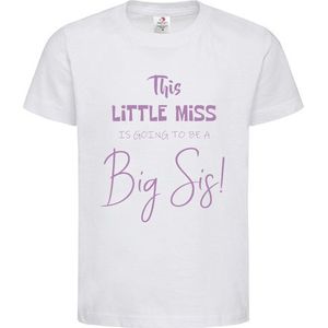 Shirt Aankondiging zwangerschap This little miss is going to be a Big Sis | korte mouw | Wit/lila | maat 134/140 zwangerschap aankondiging bekendmaking Baby big sis sister Grote Zus