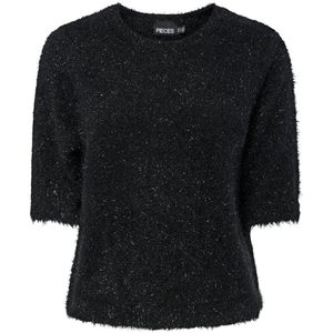 Pieces T-shirt Pcmie Ss O-neck Knit 17160923 Black Dames Maat - L