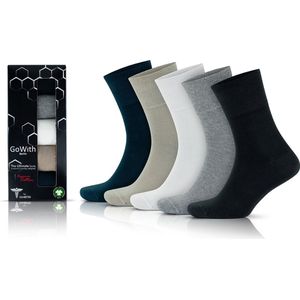 GoWith Biologisch Diabetische Katoen Sokken-5 paar-Naadloos-Maat-40-44