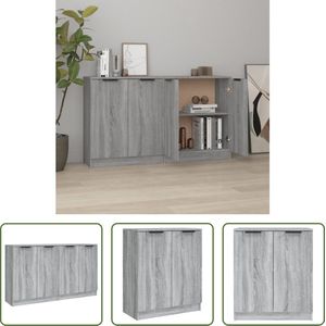 The Living Store Dressoir - - 2 stuks - Grijs Sonoma Eiken - Bewerkt Hout - 60x30x70 cm