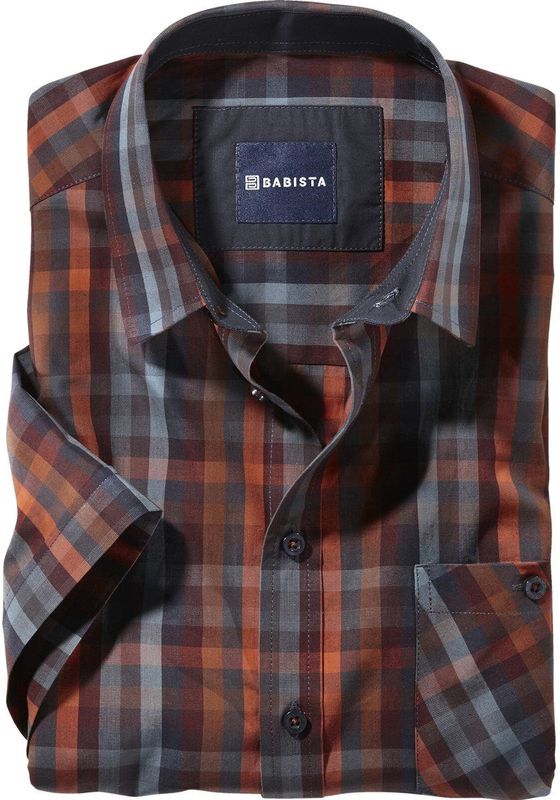 Overhemd met korte mouwen CARAMARLI donkerrood geruit