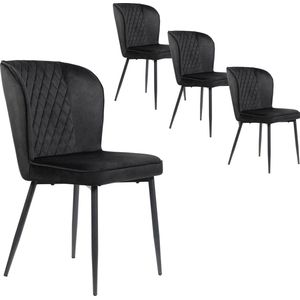 Sweiko Eetkamerstoelen (4-delig), zwart, kussens stoelontwerp, met rugleuning, fluwelen metalen frame stoelen