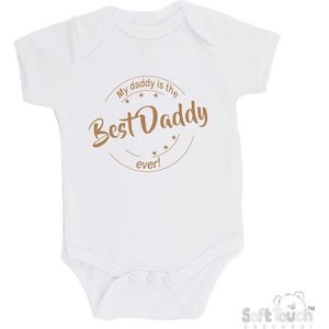 100% katoenen Romper ""My daddy is the best daddy ever!"" Vaderdag Unisex Katoen Wit/cappuccino Maat 68/74