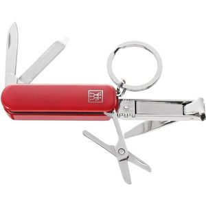 Klassiek Inox Glanzend Roestvrij Staal Manicure Pedicure Multi-Tool 60 mm Lengte Rood - Hoogwaardige Zwilling - Nederlandse Kwaliteit