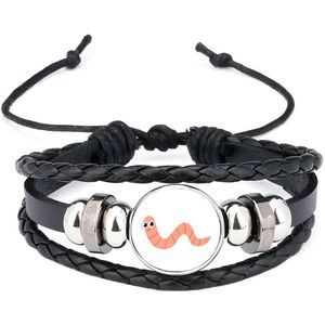 Akyol - wormen armband zwart - Insecten - dieren liefhebbers - dieren