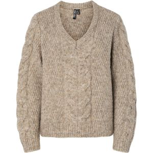 Pieces - Pcnina Ls V-neck Knit Noos - Gebreide Trui - Fossil