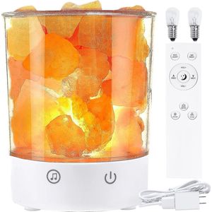 DrPhone SaltGlow – Himalaya Zoutlamp Met 21 Geluiden – Slaapmodus – Verstelbare Volume En Helderheid – Nachtlamp – Tafellamp - Wit