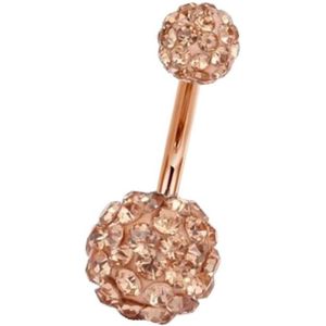 Fako Bijoux® - Navelpiercing - Disco Dots Duo - Rosé Goudkleurig