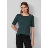 s.Oliver - Shirt - Donkergroen - Kwartmouw - Slanke Pasvorm