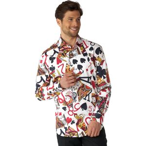 OppoSuits King Of Clubs Shirt - Heren Overhemd - Casual Kaartspel Shirt - Meerkleurig - Maat EU 49/50