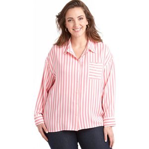 Gestreepte vloeiende blouse met lange mouwen