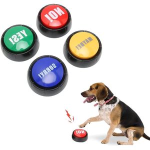 4 STKS Hond Communicatie Knop - Huisdier Training Zoemer met 4 Geluidseffecten - ABS Materiaal - Voor Honden en Katten .