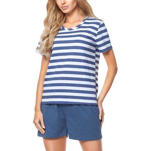 Merry Style MS-MS10-216-PJ Dames Pyjama - ronde hals - korte mouwen - korte broek zonder zakken - Katoen - Amarant/Grijs – S